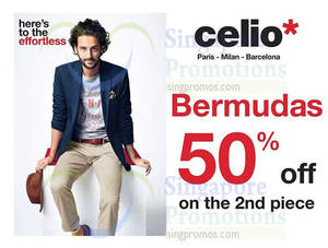 Featured image for Celio* 50% OFF 2nd Bermudas Promo 23 Feb – 17 Mar 2015