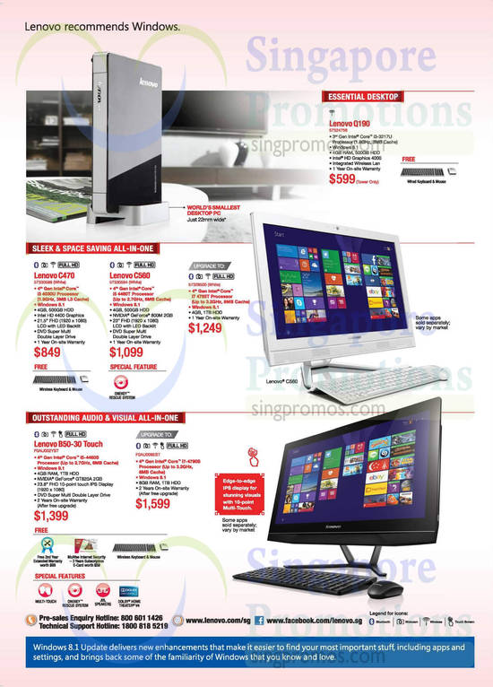 Desktop PCs, Lenovo CPU, Q190, C470, C560, B50-30, IPS Display