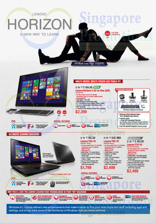 Desktop PCs, Lenovo Notebooks, Horizon 2, Y50-70, Y70-70