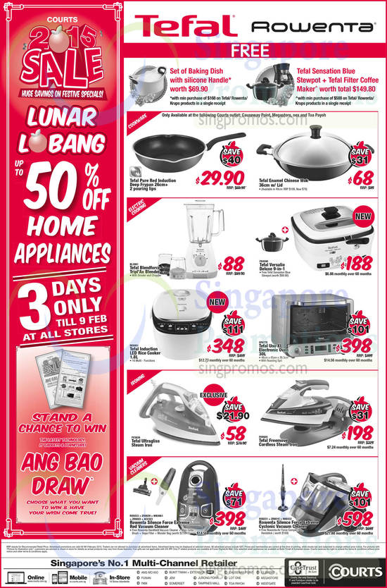 Home Appliances, Tefal, Rowenta, Vacuum Cleaners, Irons, Oven, Multi Cooker, Rice Cooker, Blender, Wok, Deep Frypan