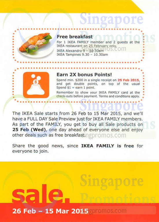 (Member Preview Day Offers) Free Breakfast, 2X Points