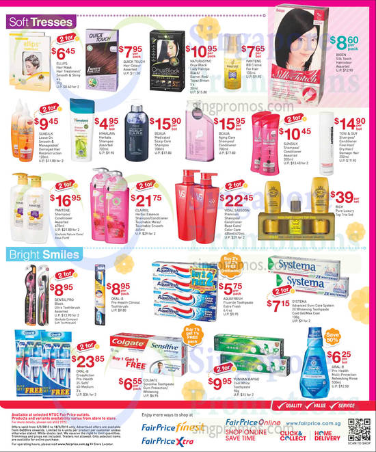 Shampoos, Hair Care, Toothpastes, Pantene, Bigen, Vidal Sassoon, Oral B, Systems, Colgate, Dental Pro