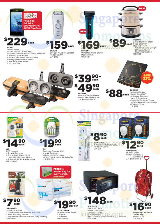 Smartphones, Kitchen Appliances, Personal Care Appliances, Batteries, Braun, Acer, Takada, Sure Loc