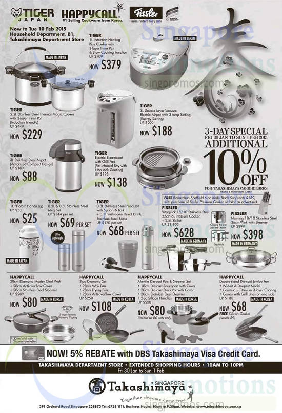 Takashimaya Kitchenware Offers 30 Jan 2015