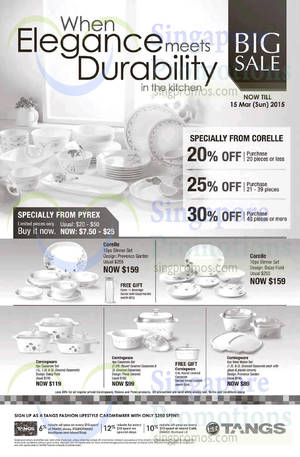 Featured image for Tangs Corelle & Corningware Kitchenware Offers 26 Feb – 15 Mar 2015
