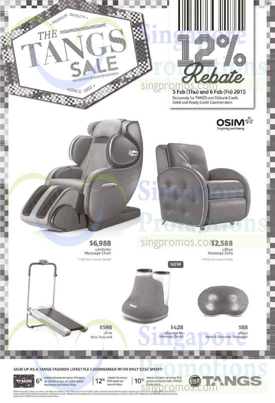 Tangs Osim Massagers Offers 5 Feb 2015