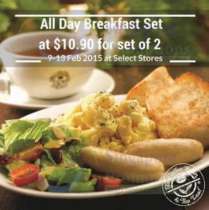 Featured image for (EXPIRED) The Coffee Bean & Tea Leaf 45% Off All-Day Breakfast Set 9 – 11 Feb 2015
