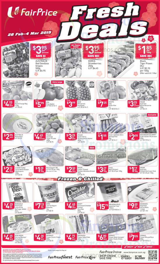 (Till 4 Mar) Fresh Deals Fruits, Seafood, Vegetables, Frozen, Chilled Items, Frozen Seafood