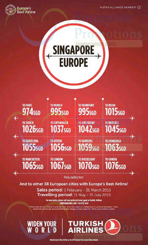 Featured image for (EXPIRED) Turkish Airlines Europe Promo Fares 1 Feb – 30 Apr 2015