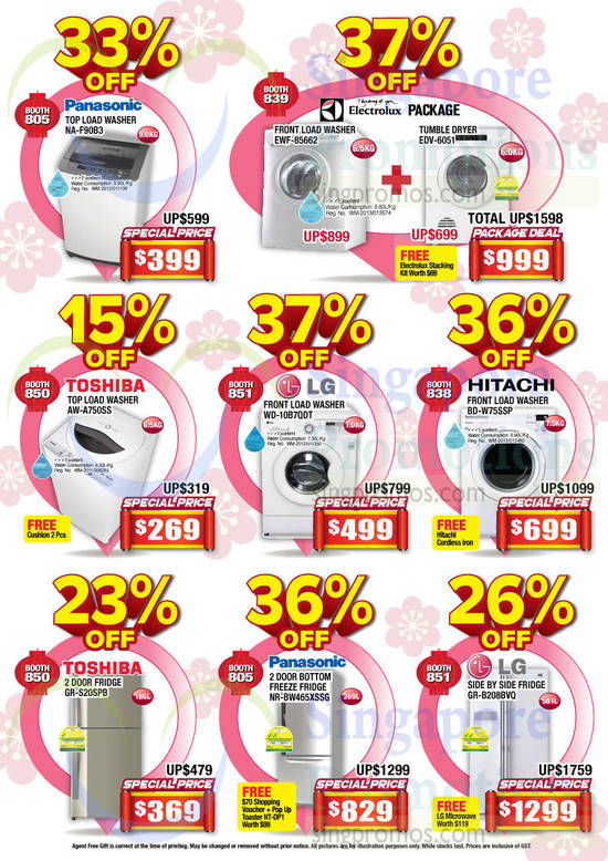 Washers, Fridges, Panasonic, Toshiba, LG, Hitachi, Electrolux