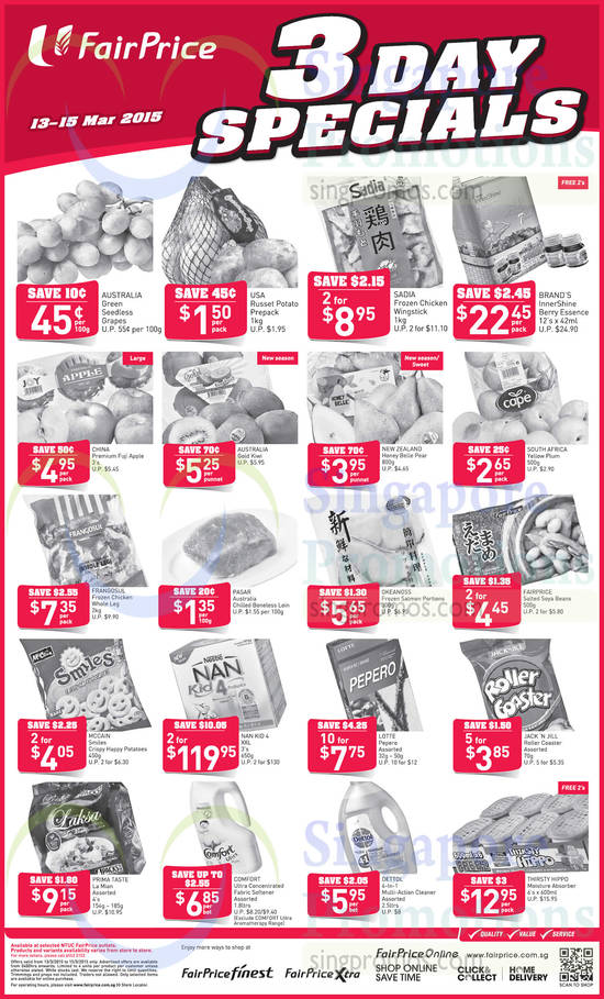 13 Mar (Till 15 Mar) 3 Day Specials Fruits, Frozen, Snacks, Noodle, Fabric Softener