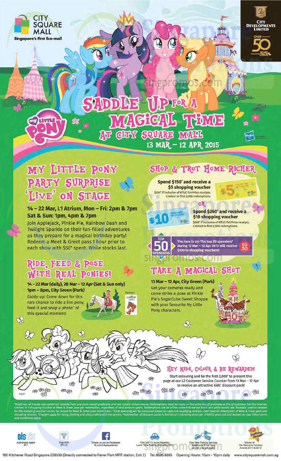 6 Mar Little Pony Surprise Live on Stage, Vouchers, Take a Magical Shot, Colour n Be Rewarded