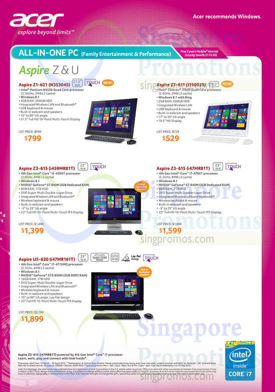 AIO Desktop PCs Aspire Z, U Series