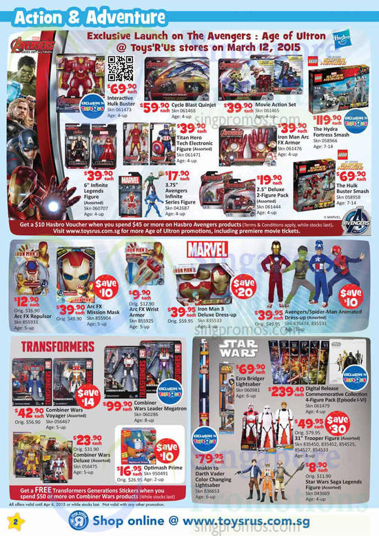 Action n Adventure Avengers, Marvel, Transformers, Star Wars, Hasbro