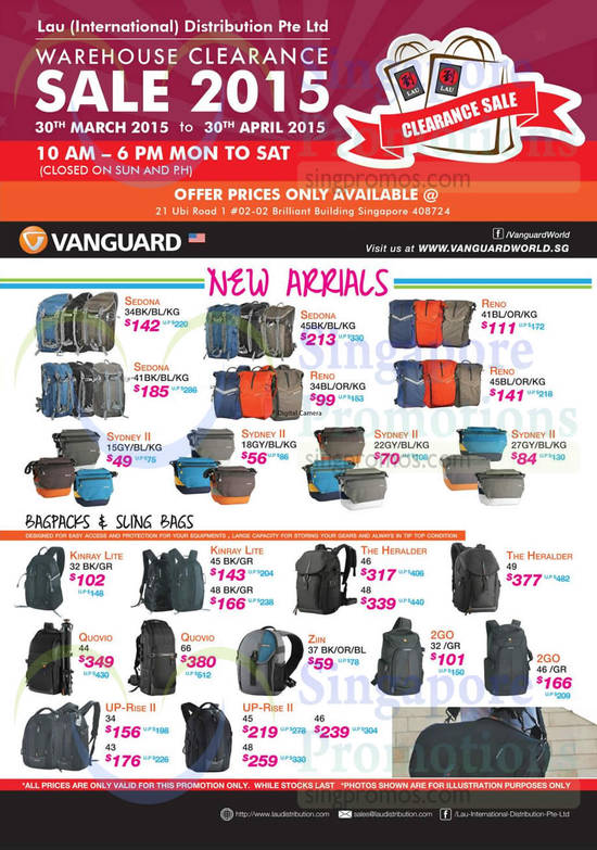 Backpacks, Sling Bags, Sedona, Reno, Sydney II, Kinray Lite, Quovio, The Heralder, 2go