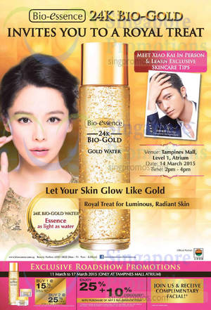 Featured image for (EXPIRED) Bio-Essence Roadshow Promotions @ Tampines Mall 13 – 17 Mar 2015