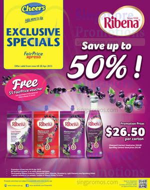 Featured image for Ribena Up To 50% Off @ Cheers 31 Mar – 20 Apr 2015