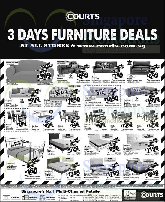 Furniture, Sofa Sets, Dining Sets, Beddings, Mattresses, Nicollo, HTL, King Koil, Dera, Max Coil, Sweet Dream, Orthorest, Simmons, Sealy PosturePremier