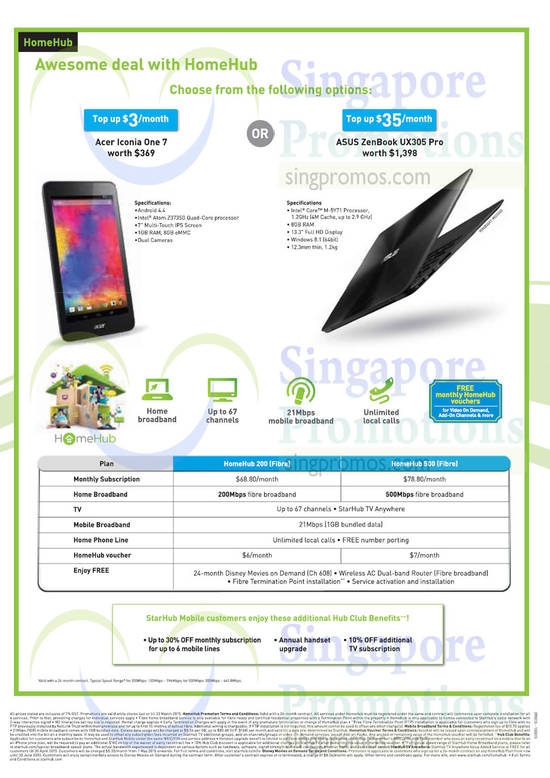 Home Hub, Acer Iconia One 7, Asus Zenbook UX305 Pro