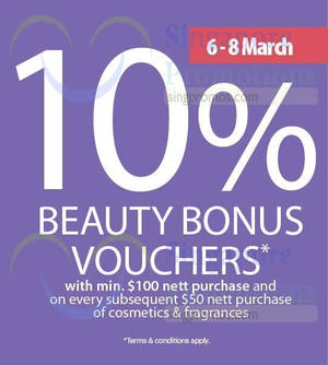 Featured image for (EXPIRED) Isetan Beauty Items Spend $100 & Get 10% Beauty Bonus Voucher 6 – 8 Mar 2015