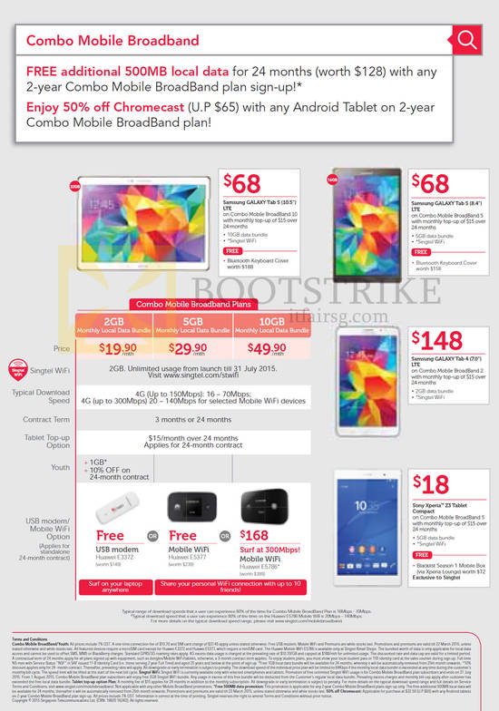 Mobile Broadband, Free Additional 500MB local data, Chromecast, Samsung GALAXY Tab S 10.5, 8.4, Tab 4 7.0, Sony Xperia Z3