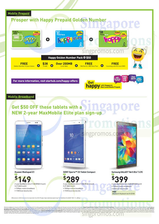 Mobile Broadband, Prepaid Golden Number Huawei MediaPad X1, Sony Xperia Z3 Tablet Compact, Samsung Galaxy Tab S 8.4