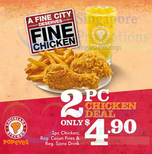 Featured image for Popeyes $4.90 2pc Spicy Chicken Combo Meal Offer 5 Mar 2015