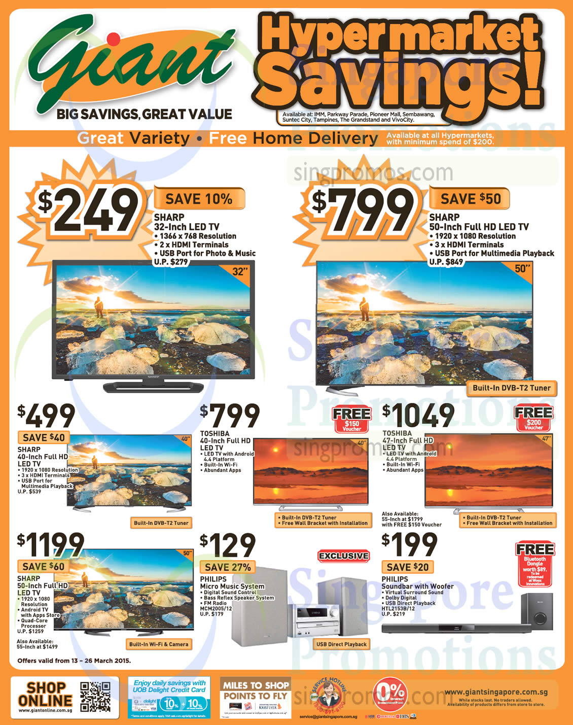 Featured image for Giant Hypermarket TVs, Soundbar, Air Conditioner & Kitchen Appliance Offers 13 - 26 Mar 2015