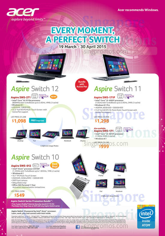 Tablets Aspire Switch 12, 11, 10