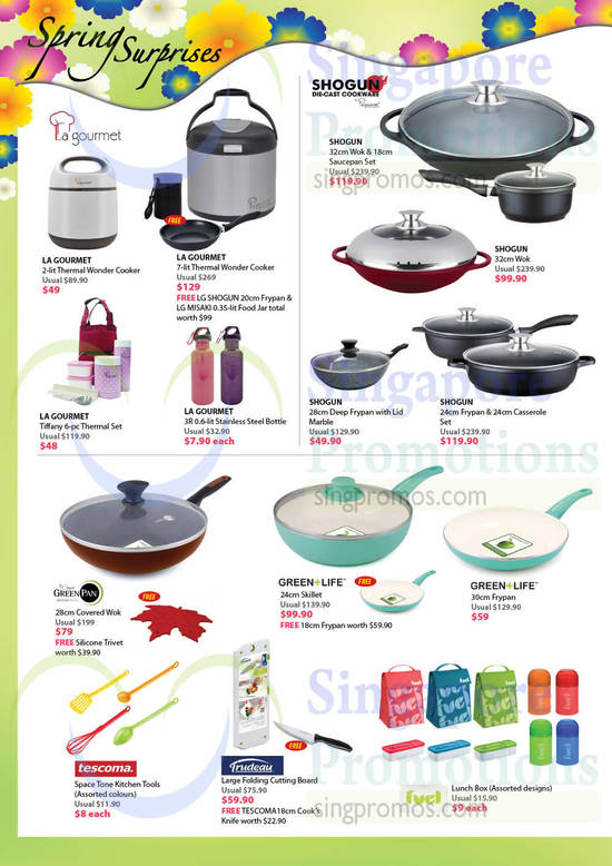 Thermal Wonder Cookers, Bottle, Woks, Deep Frypan, Cutting Board, Skillet, Shogun, La Gourmet, Tescoma, Green Life