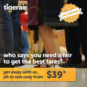 Featured image for TigerAir From $39 (all-in) Promo Fares 9 – 15 Mar 2015