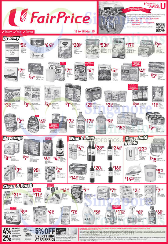 (Till 18 Mar) Groceries, Household Needs, Wines, Beverages, Milk Powders, Cereals, Kitchen Appliances, Detergents, Friso Gold, Home Proud, Mamil Gold, Isomil, Espiritu Criollo