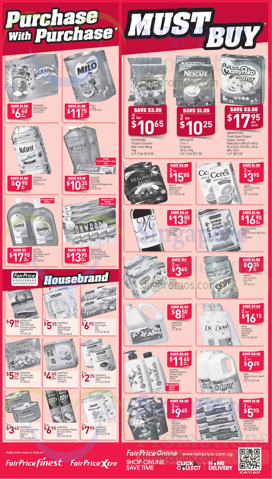 (Till 18 Mar) Purchase With Purchase, Must Buy Items, Magnum Mini, MamyPoko, Dove, Ceres, Silkbath, La Manda