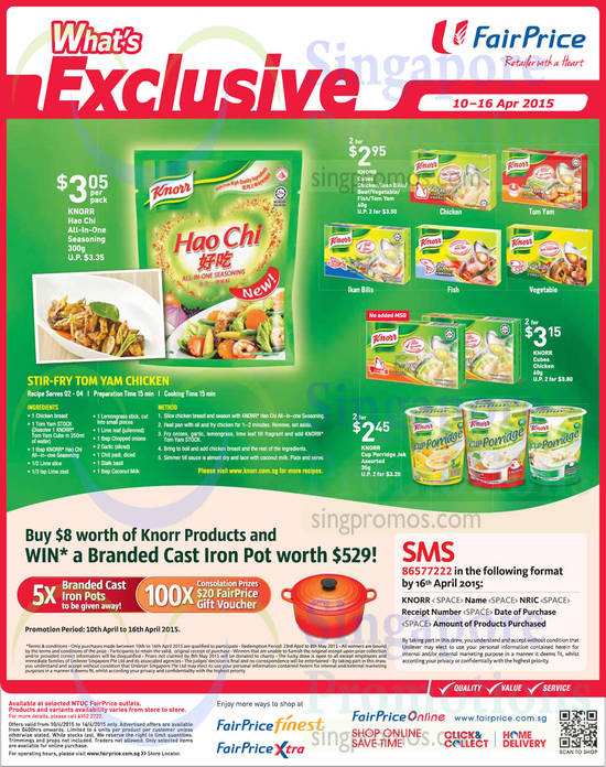 10 Apr (Till 16 Apr) Knorr Hao Chi Seasoning, Porridge Pack, Cubes