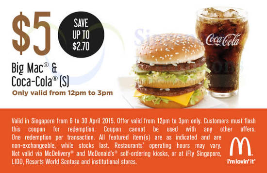 (12 – 3pm) 5.00 Big Mac n Coca-Cola