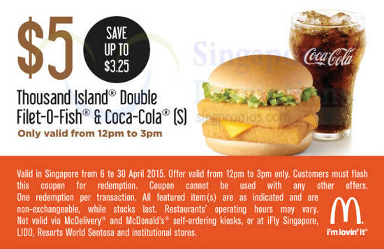 (12 – 3pm) 5.00 Thousand Island Double Filet-O-Fish n Coca-Cola