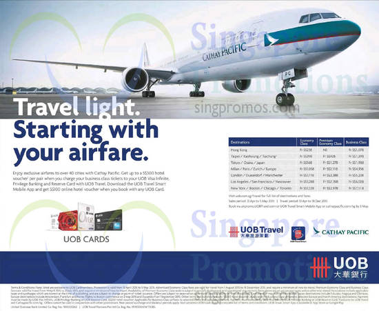 13 Apr Selected Destinations Airfares