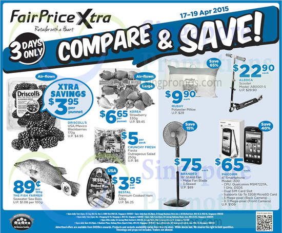 17 Apr (Till 19 Apr) 3 Days Compare n Save Fruits, Seafood, Fan, Smartphone, Pillow, Scooter