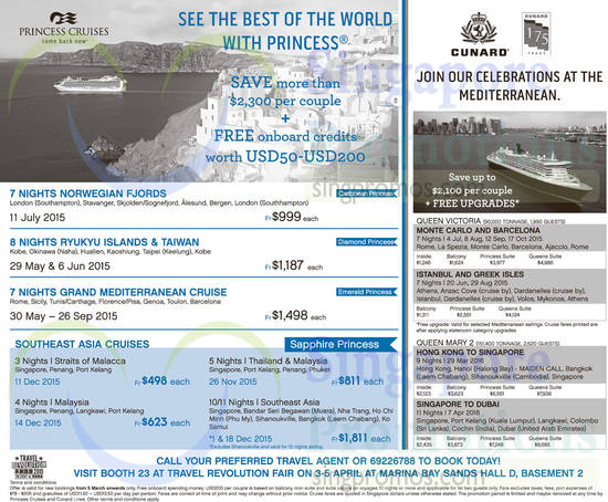 2 Apr Princess Cruises Norway, Ryukyu Islands, Taiwan, Southeast Asia