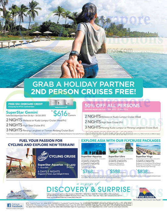 23 Apr 50 Percent Off All Persons Deals, Flycruise Packages