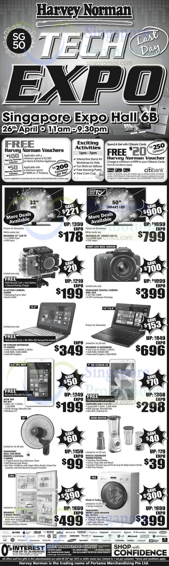 26 Apr TVs, Notebooks, Digital Cameras, Tablets, Fan, Liquidiset, Fridge, Washer, Panasonic, HP, Acer, Samsung, Bosch