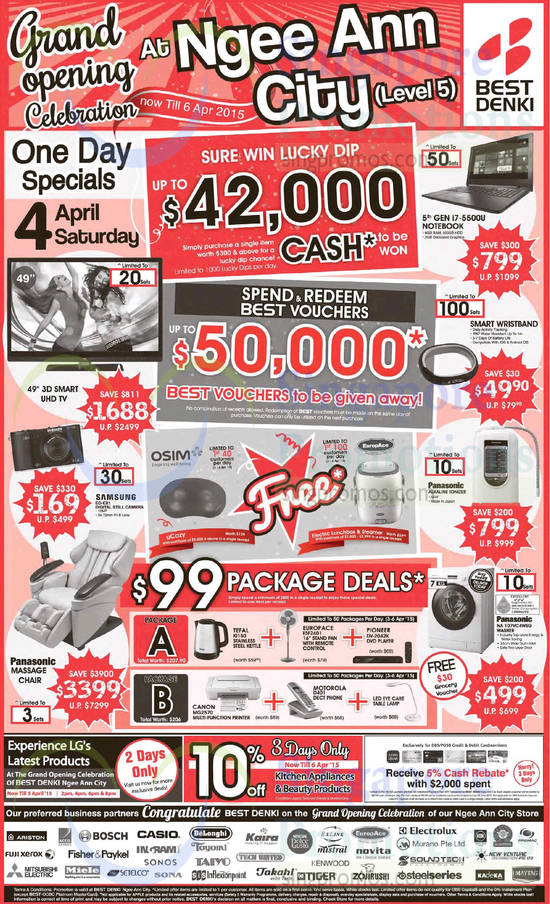 4 Apr Saturday Deals TV, Notebook, Massage Chair, Washer, Wristband, Samsung, Panasonic