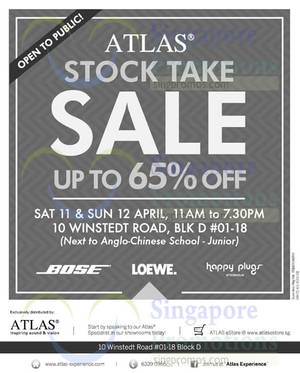 Featured image for Atlas Audio & Visual Stock-Take Sale 11 – 12 Apr 2015