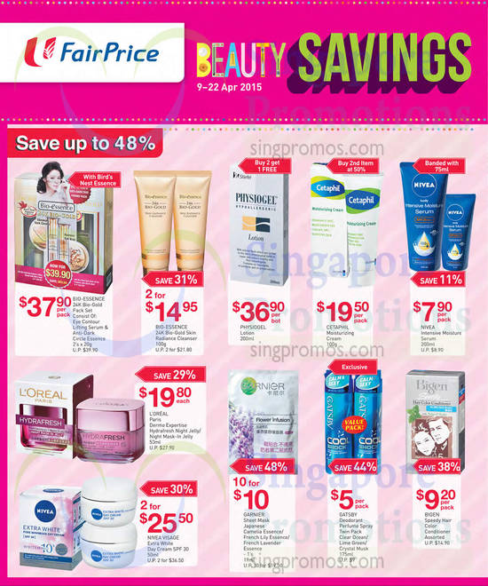 Beauty Specials Save Up To 48 Percent, Bio Essence, Physiogel, Cetaphil, Nivea, Loreal, Garnier, Gatsby, Bigen