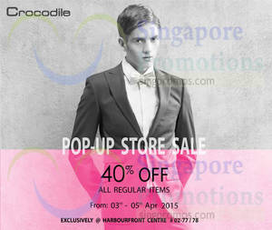 Featured image for (EXPIRED) Crocodile Pop-up Store Sale @ HarbourFront Centre 3 – 5 Apr 2015