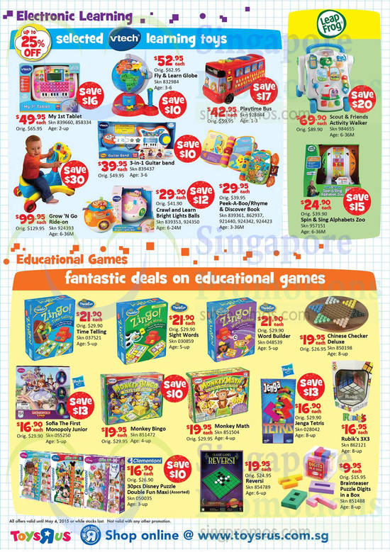 Electronic Learning, Educational Games, Vtech, LeapFrog, Thinkfun, Hasbro, Clementoni, Rubiks