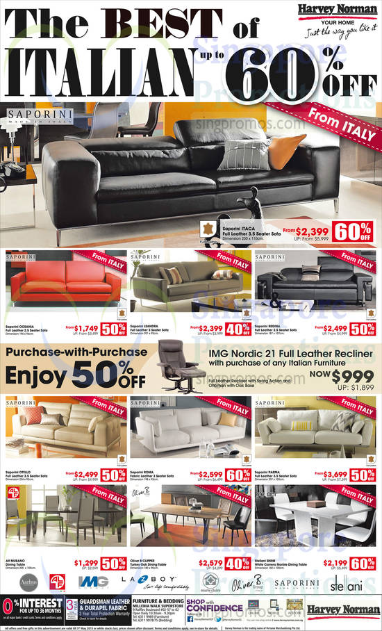 Furniture, Sofa Sets, Dining Tables, Aarhus, Alf, IMG, Lazboy, Marie Claire, Oliver B, Saporini, Stellani