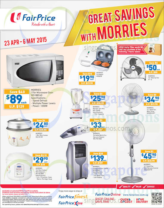 Morries Appliances Microwave Oven, Fans, Rice Cookers, Air Cooler, Vacuum Cleaner