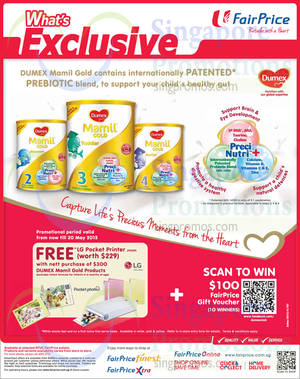 Featured image for (EXPIRED) Dumex Mamil Gold Buy $300 Worth & Get Free LG Printer @ Fairprice 24 Apr – 20 May 2015
