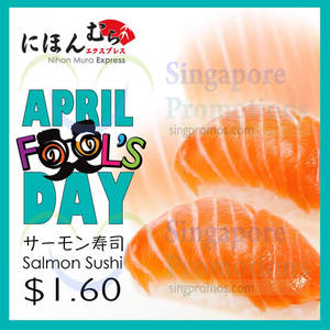 Featured image for Nihon Mura Express $1.60 4pcs Salmon Sushi 1-Day Promo 1 Apr 2015